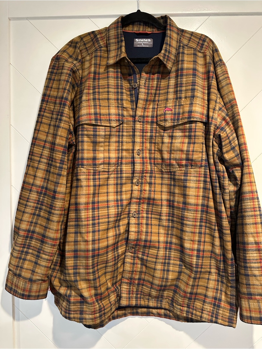 Simms Men's Mustard Plaid Lightweight Shirt Jacket